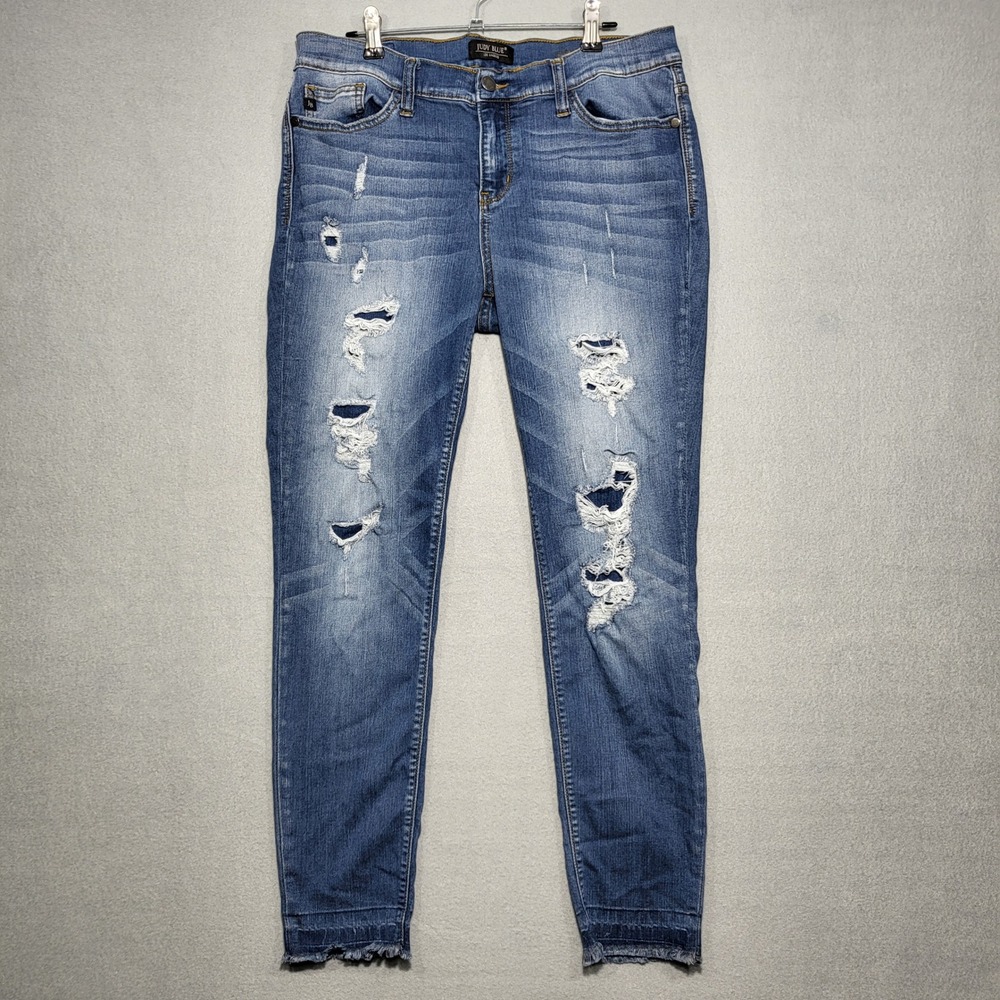 Judy Blue Distressed Blue Ankle Jeans